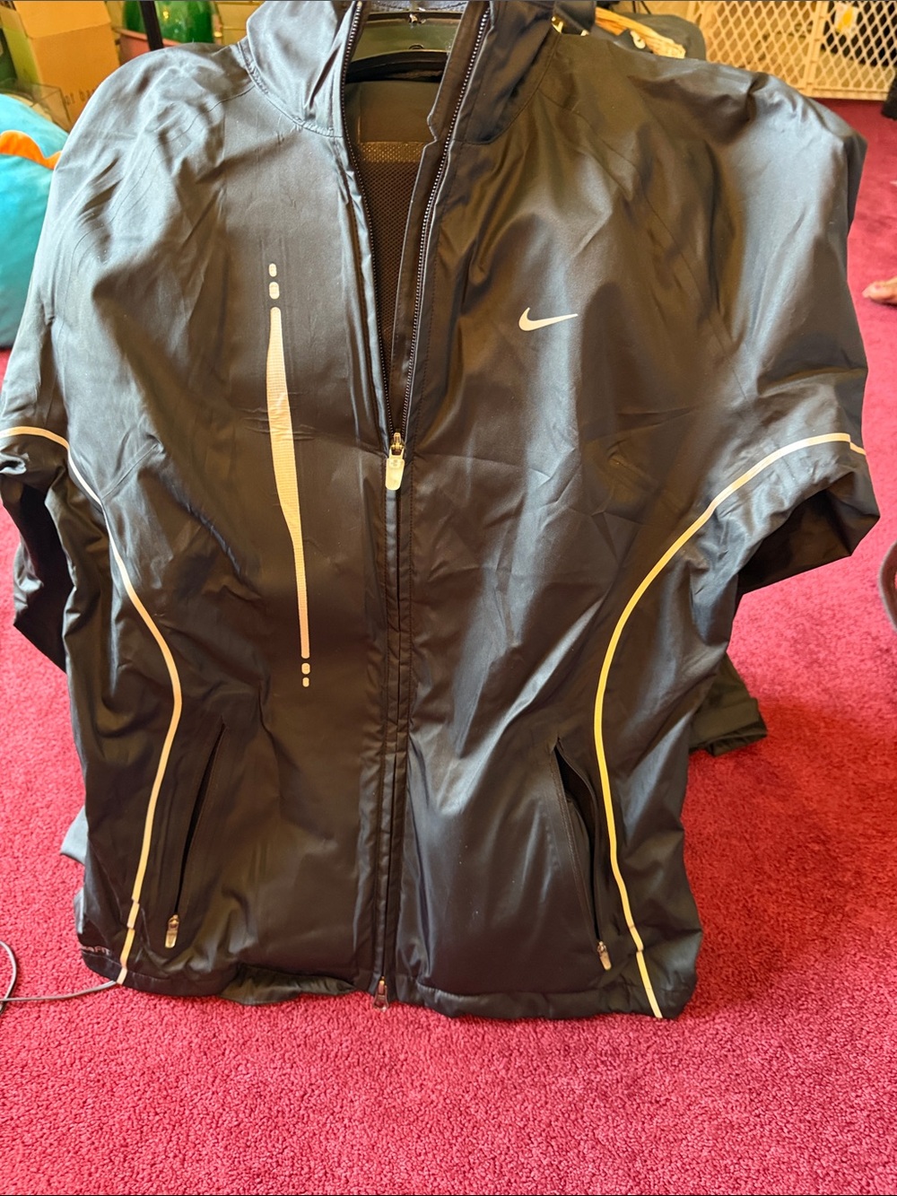 Nike Women's Black Jacket with White Reflective Accents